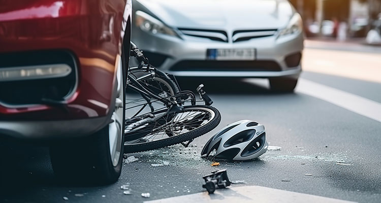 Car and bicycle crash at an intersection, illustrating a St. Paul bicycle accident caused by driver negligence and the right-of-way violations that injure Minnesota cyclists.